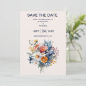 Elegant Waterverf Boho Floral Wedding Save The Date (Staand voorkant)
