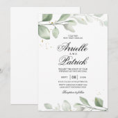 Elegant Waterverf Boho Leaf Kaart (Voorkant / Achterkant)