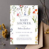 Elegant Waterverf Boho Wildflower Baby shower Kaart