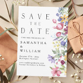 Elegant Waterverf Boho Wildflower Save the Date Kaart