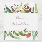 Elegant Waterverf Borderage Wijn Etiket (Enkel label)