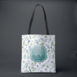 Elegant Waterverf Botanical Greenery Monogram Tote Bag<br><div class="desc">Elegant Waterverf Botanical Greenery Monogram Canvas tas. Met waterverf bladeren in tinten groen en blauw pastel.</div>