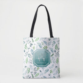 Elegant Waterverf Botanical Greenery Monogram Tote Bag