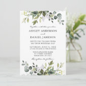 Elegant Waterverf Botanical Greenery Wedding Kaart (Staand voorkant)
