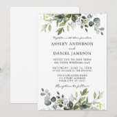 Elegant Waterverf Botanical Greenery Wedding Kaart (Voorkant / Achterkant)