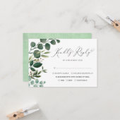 Elegant Waterverf Botanical Greenery Wedding RSVP Kaart (Voorkant / Achterkant in situ)