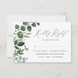 Elegant Waterverf Botanical Greenery Wedding RSVP Kaart