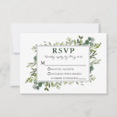 Elegant Waterverf Botanical Greenery Wedding RSVP Kaartje (Voorkant)