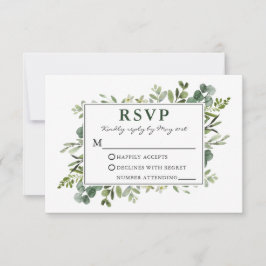 Elegant Waterverf Botanical Greenery Wedding RSVP Kaartje