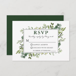 Elegant Waterverf Botanical Greenery Wedding RSVP Kaartje