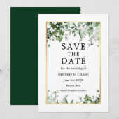 Elegant Waterverf Botanical Ivy Greenery Gold Save The Date (Voorkant / Achterkant)