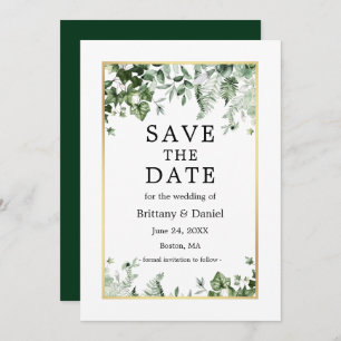 Elegant Waterverf Botanical Ivy Greenery Gold Save The Date