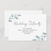 Elegant waterverf botanical Reception Details RSV RSVP Kaartje (Voorkant / Achterkant)