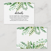 Elegant Waterverf Botanical Wedding Details Informatiekaartje (Voorkant / Achterkant)