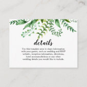 Elegant Waterverf Botanical Wedding Details Informatiekaartje (Voorkant)