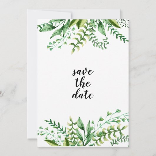 Elegant Waterverf Botanical Wedding Save the Date Kaart (Achterkant)