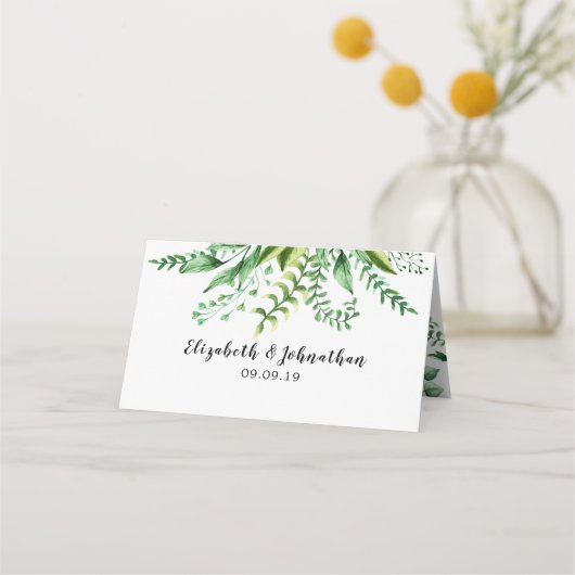 Elegant Waterverf Botanical Wedding Table Plaatskaartje (Achterkant)