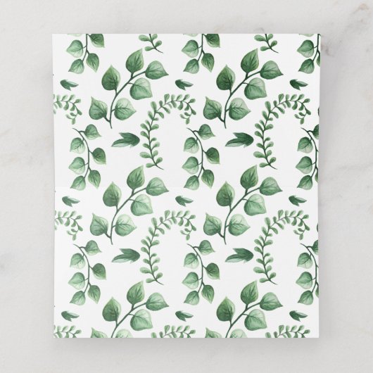 Elegant Waterverf Botanical Wedding Table Plaatskaartje (Binnenkant ongevouwen)