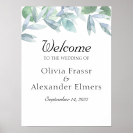 Elegant waterverf botanical Welcome trouwbord Poster