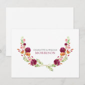 Elegant Waterverf Botanisch Koppel Monogram Notitiekaartje (Voorkant / Achterkant)