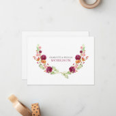 Elegant Waterverf Botanisch Koppel Monogram Notitiekaartje (Voorkant / Achterkant in situ)