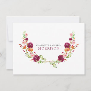 Elegant Waterverf Botanisch Koppel Monogram Notitiekaartje