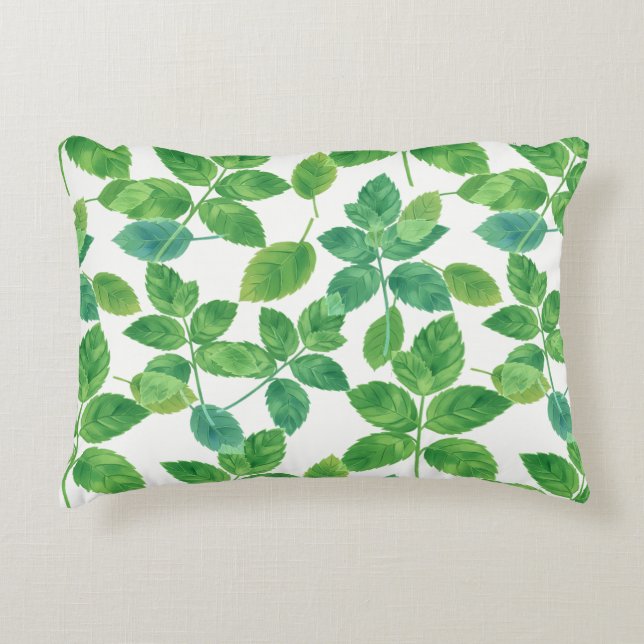 Elegant waterverf botanisch ontwerp van muntblaadj accent kussen (Voorkant)