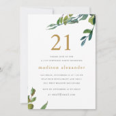 Elegant Waterverf Botanische 21e verjaardag Kaart (Voorkant)