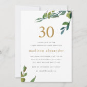 Elegant Waterverf Botanische 30e verjaardag Kaart (Voorkant)