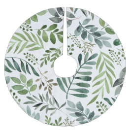 Elegant Waterverf Botanische bladeren Kerstboom Rok