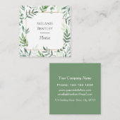 Elegant Waterverf Botanische bladeren Lijst Vierkante Visitekaartje (Voorkant / Achterkant)