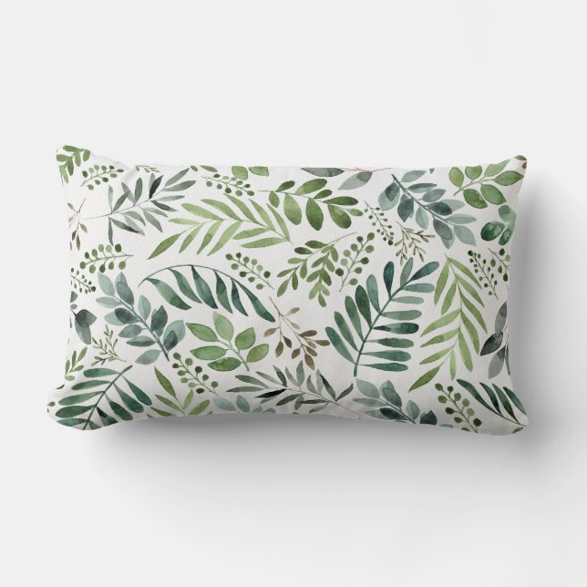 Elegant Waterverf Botanische bladeren Sierkussen Kussen (Voorkant)