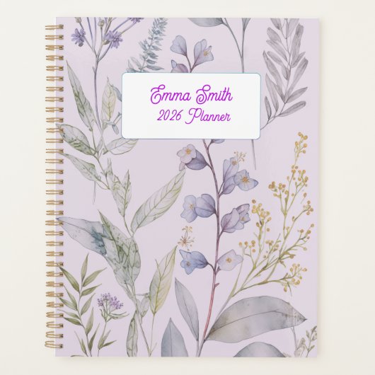 Elegant Waterverf Botanische Bloemmotief Planner (Voorkant)