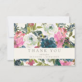 Elegant Waterverf Botanische Floral Bloom Wedding Bedankkaart (Voorkant)
