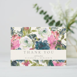 Elegant Waterverf Botanische Floral Bloom Wedding Bedankkaart