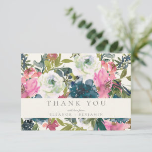 Elegant Waterverf Botanische Floral Bloom Wedding Bedankkaart