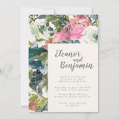 Elegant Waterverf Botanische Floral Bloom Wedding Kaart (Voorkant)