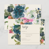 Elegant Waterverf Botanische Floral Bloom Wedding RSVP Kaartje (Voorkant / Achterkant)
