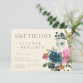 Elegant Waterverf Botanische Floral Bloom Wedding Save The Date (Staand voorkant)