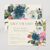 Elegant Waterverf Botanische Floral Bloom Wedding Save The Date (Voorkant / Achterkant)