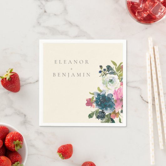 Elegant Waterverf Botanische Floral Bloom Wedding Servet (Insitu)