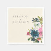 Elegant Waterverf Botanische Floral Bloom Wedding Servet (Voorkant)