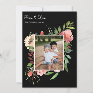 Elegant Waterverf Botanische Floral Foto Feestdagenkaart