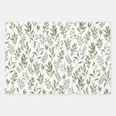 Elegant Waterverf Botanische Floral Greenery Leaf  Inpakpapier Vel (Voorkant 3)