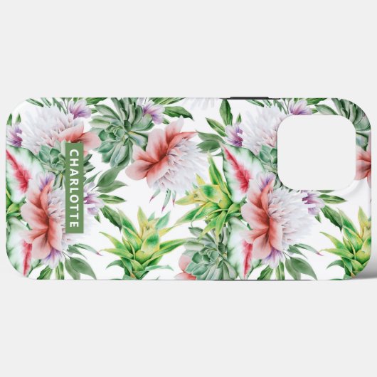 Elegant Waterverf Botanische Floral Name Case-Mate iPhone Case (Achterkant (horizontaal))