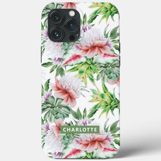 Elegant Waterverf Botanische Floral Name Case-Mate iPhone Case (Achterkant)