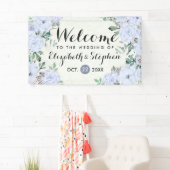 Elegant Waterverf Botanische Floral Wedding Banner (Insitu)