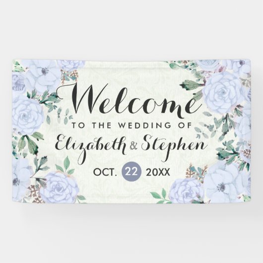 Elegant Waterverf Botanische Floral Wedding Banner (Horizontaal)