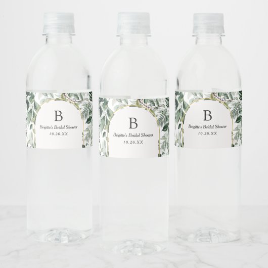 Elegant Waterverf Botanische Greenery Waterfles Etiket (Flessen)