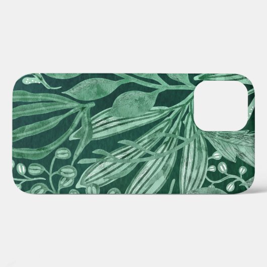 Elegant Waterverf Botanische Groene laat kunstwerk Case-Mate iPhone Case (Achterkant (horizontaal))